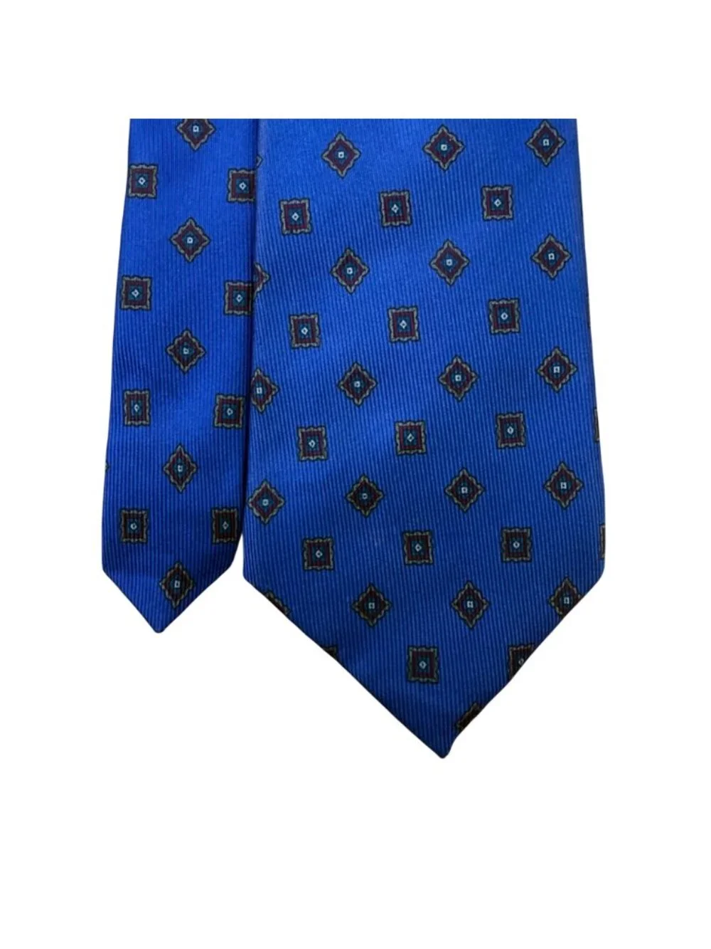 Robert Todd Ltd Mens Blue Silk Geometric Pattern Tie Classic Necktie